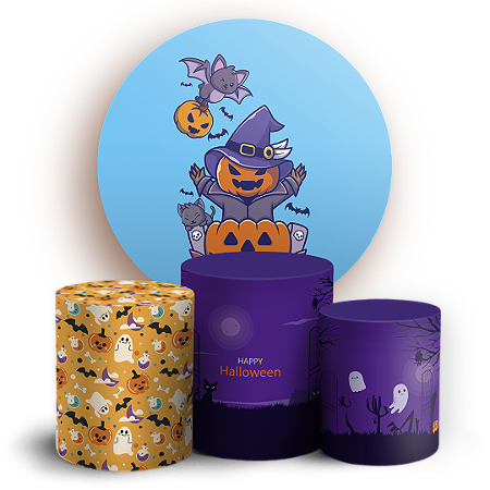 Capas Painel Redondo e Trio Cilindro Sublimado - Halloween