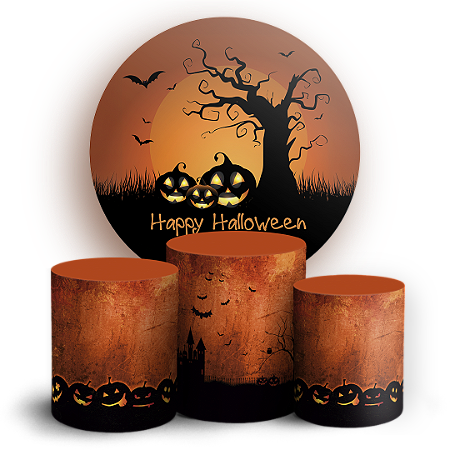 Capas Painel Redondo e Trio Cilindro Sublimado - Halloween