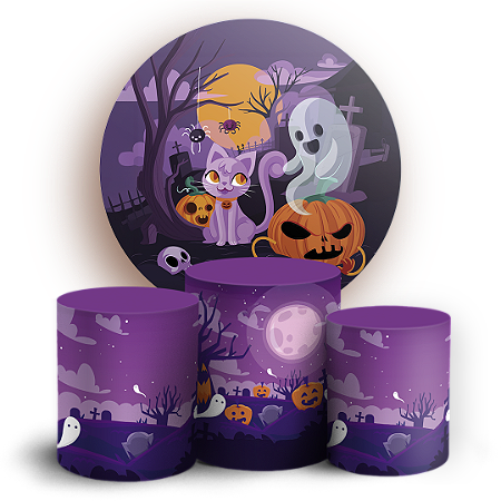 Capas Painel Redondo e Trio Cilindro Sublimado - Halloween