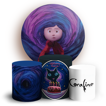 Capas Painel Redondo e Trio Cilindro Sublimado - Coraline