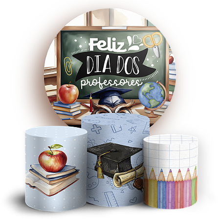 Capas Painel Redondo e Trio Cilindro Sublimado - Dia Dos Professores