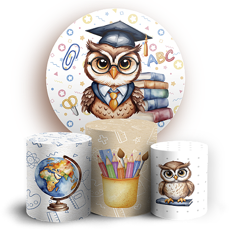 Capas Painel Redondo e Trio Cilindro Sublimado - Dia Dos Professores