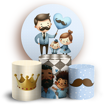 Capas Painel Redondo e Trio Cilindro Sublimado - Dia Dos Pais