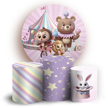 Capas Painel Redondo e Trio Cilindro Sublimado - Circo