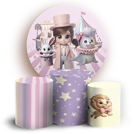 Capas Painel Redondo e Trio Cilindro Sublimado - Circo