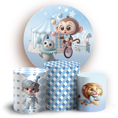Capas Painel Redondo e Trio Cilindro Sublimado - Circo