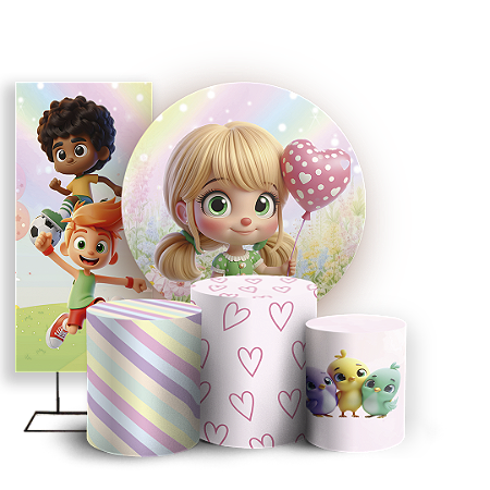 Capas Painel Redondo Trio Cilindro e Faixa Lateral Sublimado - Mundo Bita