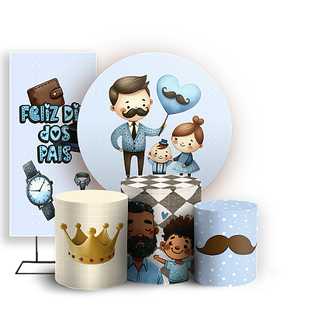 Capas Painel Redondo Trio Cilindro e Faixa Lateral Sublimado - Dia Dos Pais