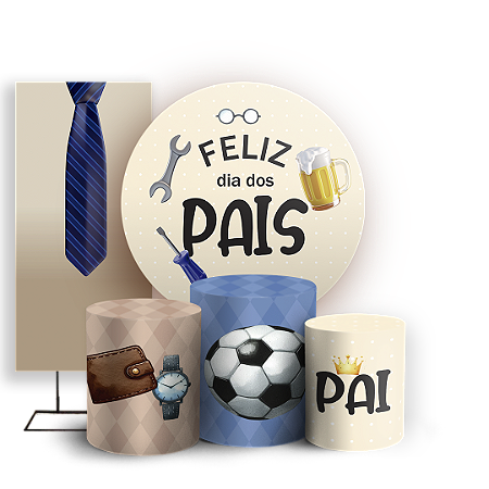 Capas Painel Redondo Trio Cilindro e Faixa Lateral Sublimado - Dia Dos Pais