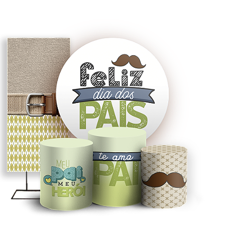 Capas Painel Redondo Trio Cilindro e Faixa Lateral Sublimado - Dia Dos Pais