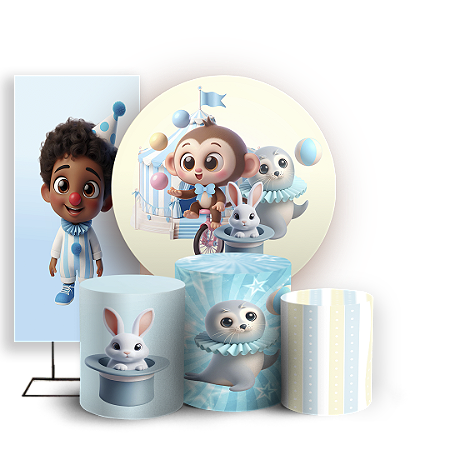 Capas Painel Redondo Trio Cilindro e Faixa Lateral Sublimado - Circo