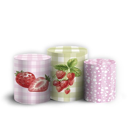 Capas Trio Cilindro Sublimado Vest Facil - Moranguinho