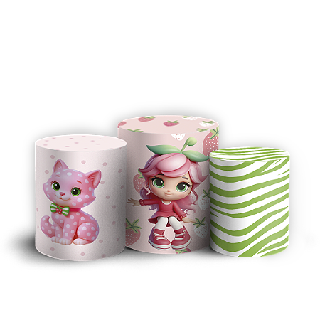 Capas Trio Cilindro Sublimado Vest Facil - Moranguinho