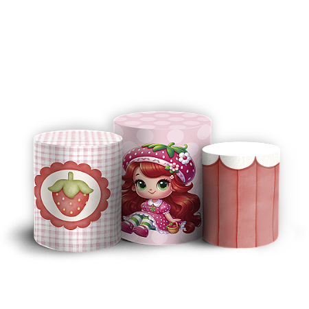 Capas Trio Cilindro Sublimado Vest Facil - Moranguinho