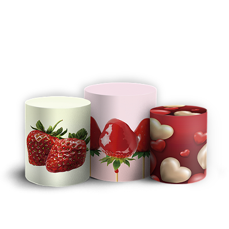 Capas Trio Cilindro Sublimado Vest Facil - Morango Do Amor