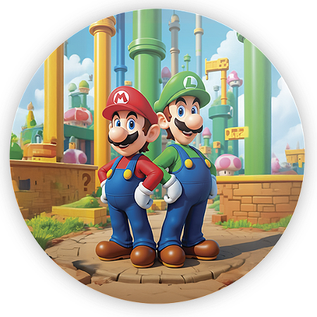 Capa Painel Redondo Sublimado - Super Mario e Luigi