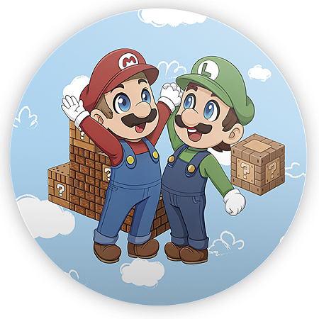 Capa Painel Redondo Sublimado - Super Mario