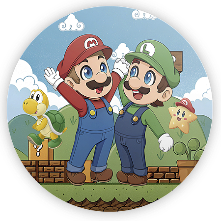 Capa Painel Redondo Sublimado - Super Mario