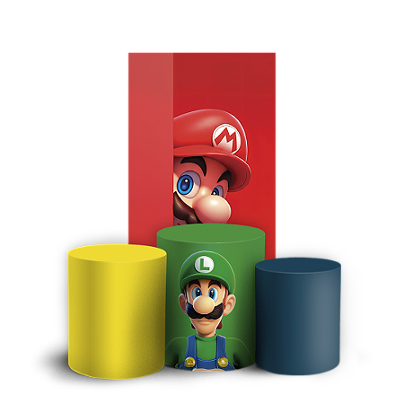 Capas Faixa Lateral e Trio Cilindro Sublimado Vest Facil - Super Mario e Luigi