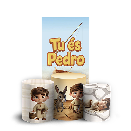 Capas Faixa Lateral e Trio Cilindro Sublimado Vest Facil - Tu Es Pedro