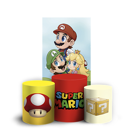 Capas Faixa Lateral e Trio Cilindro Sublimado Vest Facil - Super Mario