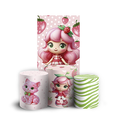 Capas Faixa Lateral e Trio Cilindro Sublimado Vest Facil - Moranguinho