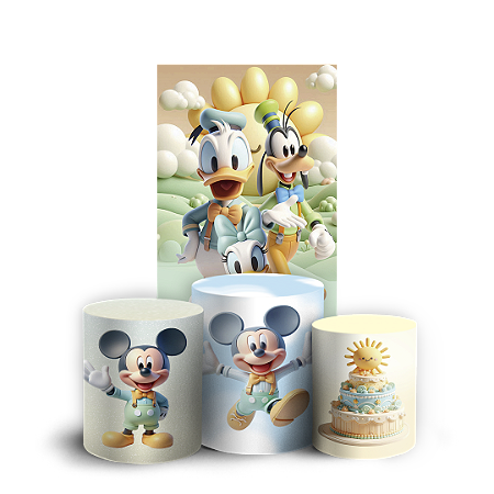 Capas Faixa Lateral e Trio Cilindro Sublimado Vest Facil - Mickey