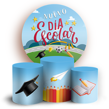 Capas Painel Redondo e Trio Cilindro Sublimado - Vuelta a Clases ES