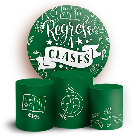 Capas Painel Redondo e Trio Cilindro Sublimado - Vuelta a Clases ES