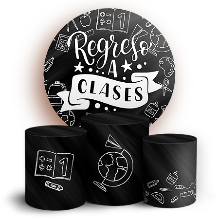 Capas Painel Redondo e Trio Cilindro Sublimado - Vuelta a Clases ES