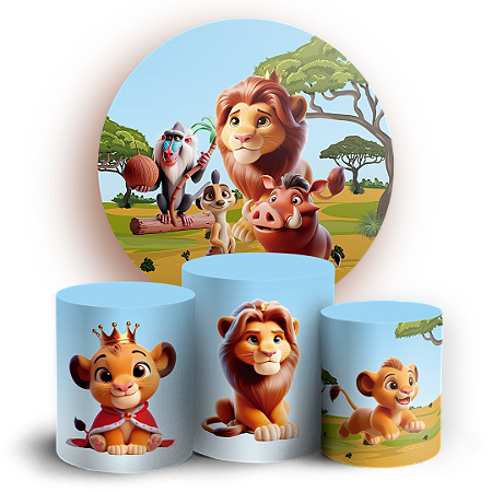 Capas Painel Redondo e Trio Cilindro Sublimado - O Rei Leão