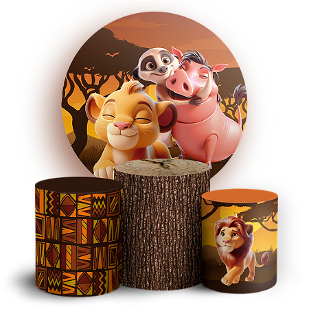 Capas Painel Redondo e Trio Cilindro Sublimado - O Rei Leão