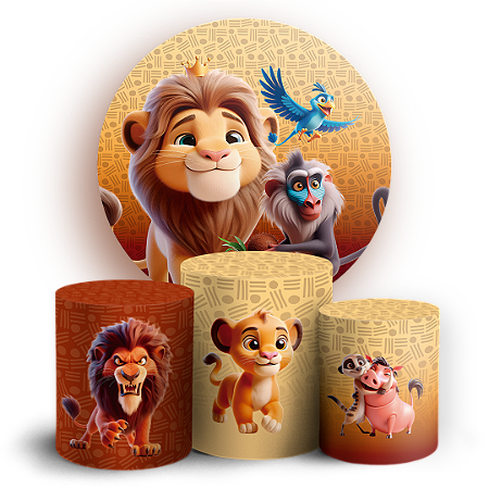 Capas Painel Redondo e Trio Cilindro Sublimado - O Rei Leão