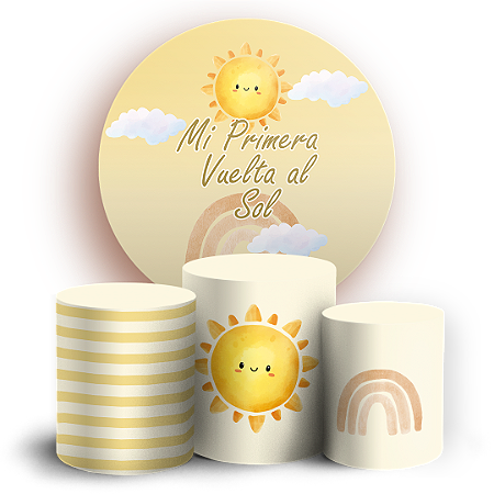 Capas Painel Redondo e Trio Cilindro Sublimado - Mi Primera Vuelta al Sol ES