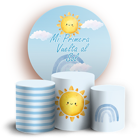 Capas Painel Redondo e Trio Cilindro Sublimado - Mi Primera Vuelta al Sol ES