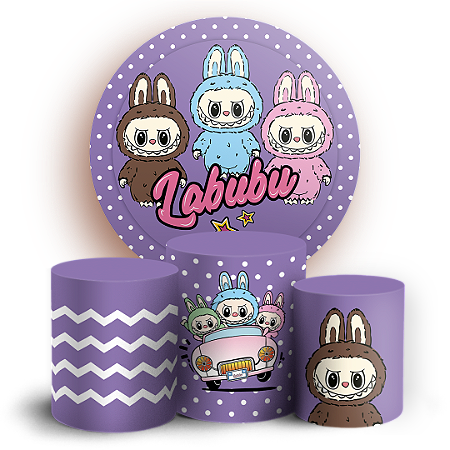 Capas Painel Redondo e Trio Cilindro Sublimado - Labubu