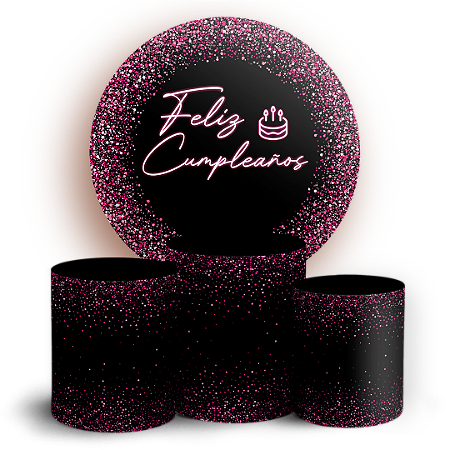 Capas Painel Redondo e Trio Cilindro Sublimado - Feliz Cumpleaños ES