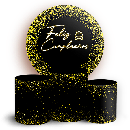 Capas Painel Redondo e Trio Cilindro Sublimado - Feliz Cumpleaños ES