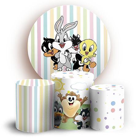 Capas Painel Redondo e Trio Cilindro Sublimado - Looney Tunes