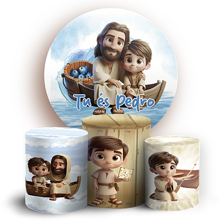 Capas Painel Redondo e Trio Cilindro Sublimado - Tu Es Pedro
