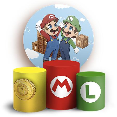 Capas Painel Redondo e Trio Cilindro Sublimado - Super Mario