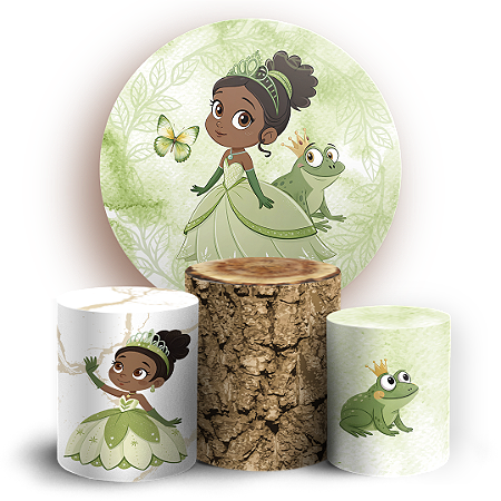 Capas Painel Redondo e Trio Cilindro Sublimado - Princesa Tiana