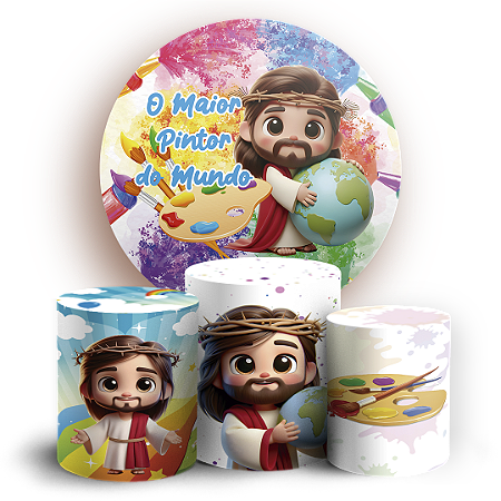 Capas Painel Redondo e Trio Cilindro Sublimado - O Maior Pintor Do Mundo