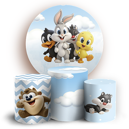 Capas Painel Redondo e Trio Cilindro Sublimado - Looney Tunes