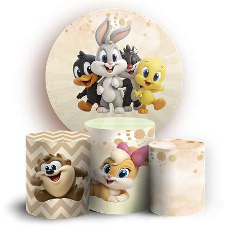 Capas Painel Redondo e Trio Cilindro Sublimado - Looney Tunes