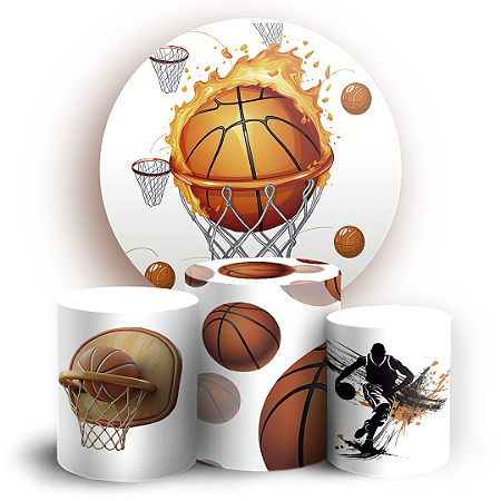 Capas Painel Redondo e Trio Cilindro Sublimado - Basquete