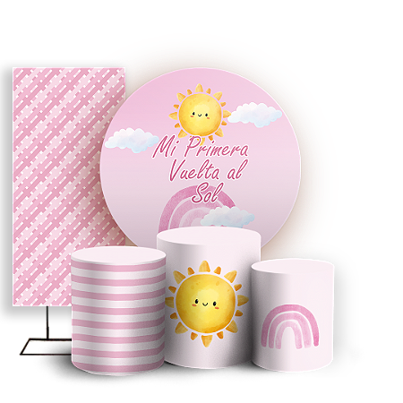 Capas Painel Redondo Trio Cilindro e Faixa Lateral Sublimado - Mi Primera Vuelta al Sol ES