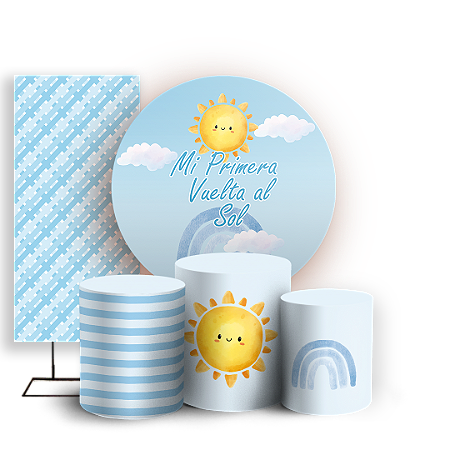 Capas Painel Redondo Trio Cilindro e Faixa Lateral Sublimado - Mi Primera Vuelta al Sol ES