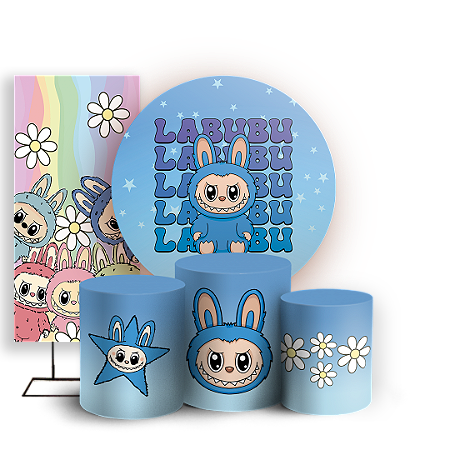 Capas Painel Redondo Trio Cilindro e Faixa Lateral Sublimado - Labubu