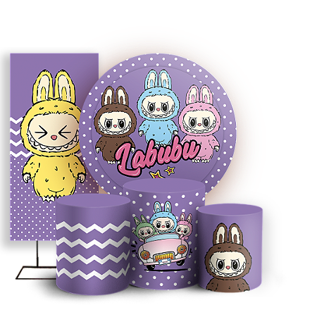 Capas Painel Redondo Trio Cilindro e Faixa Lateral Sublimado - Labubu